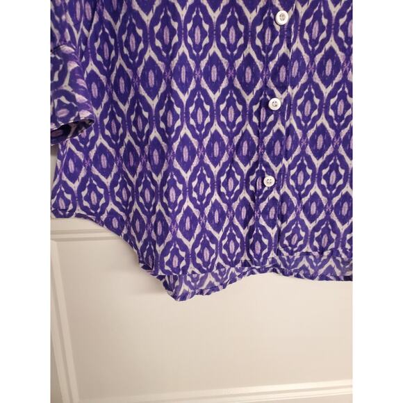 Women's Chico's Purple & White Lightweight Button Down Top | Size 0 (Small) - Picture 5 of 9